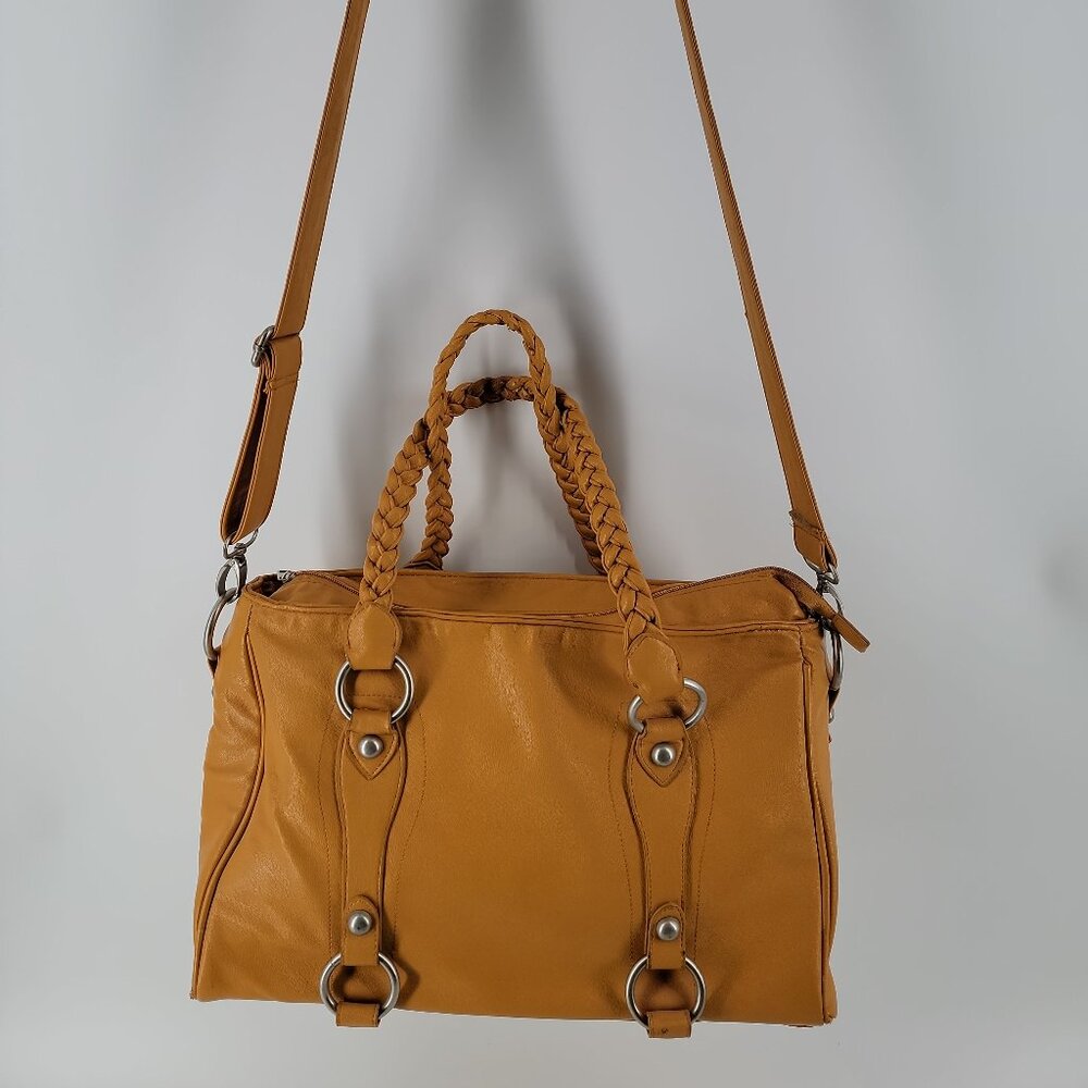 Cheeky Lime Mustard Leather Camera Bag | Braided Handles | Adjustable Dividers - Picture 3 of 12